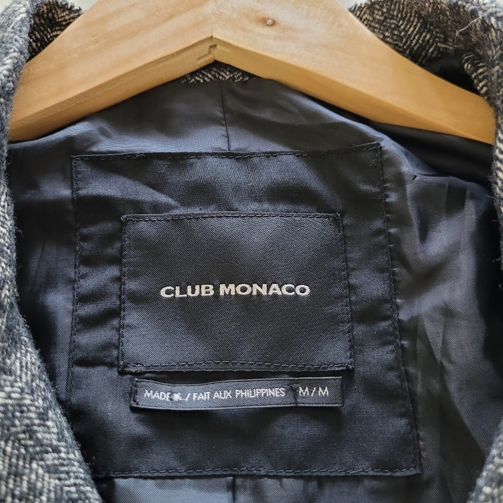 Club Monaco hounds tooth wool belted blazer coat - Picture 4 of 9